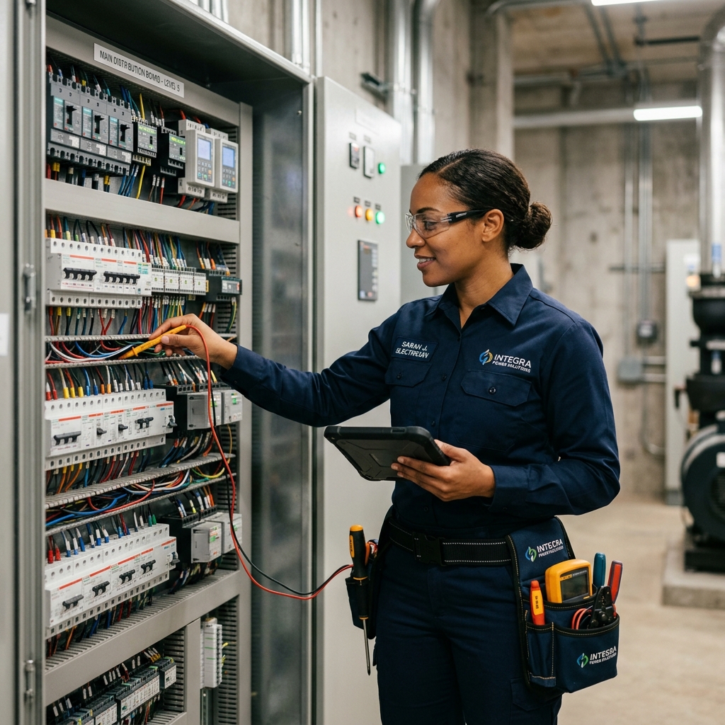 Equipo de ATS trabajando en instalación eléctrica